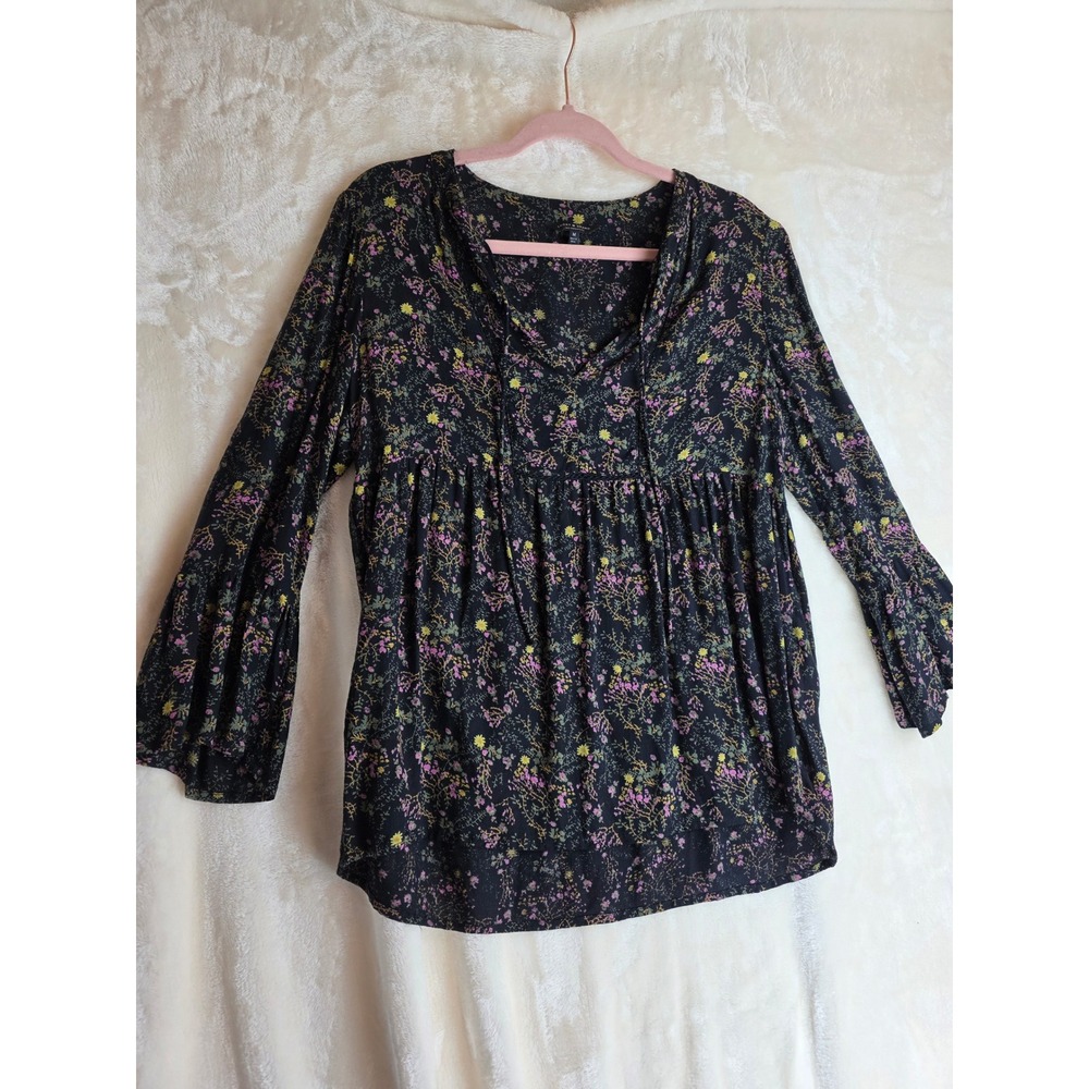 Lucky Brand Womensā Floral Print Boho Tunic Top Blouse Size M